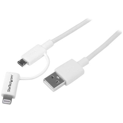 StarTech.com 1m (3ft) Apple Lightning or Micro USB to USB Cable for iPhone / iPod / iPad - White LTUB1MWH