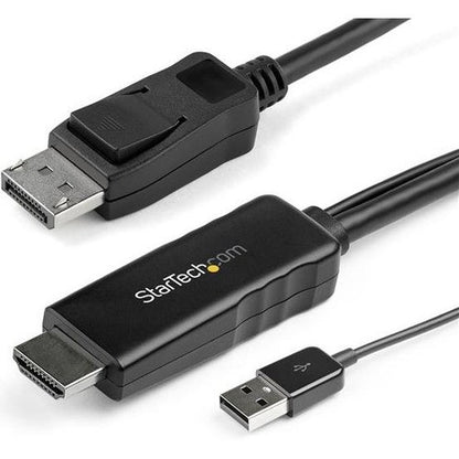 StarTech.com 6ft (2m) HDMI to DisplayPort Cable 4K 30Hz - Active HDMI 1.4 to DP 1.2 Adapter Cable with Audio - USB Powered Video Converter HD2DPMM6