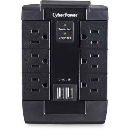 CyberPower CSP600WSU Professional 6 Swivel Outlets Surge with 1200J, 2-2.4A USB & Wall Tap - Plain Brown Boxes CSP600WSU