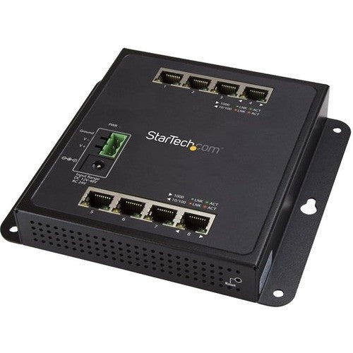 StarTech.com Industrial 8 Port Gigabit Ethernet Switch - Hardened Compact Layer/L2 Managed Network LAN/RJ45 Switch Mountable -40C to +75C IES81GW