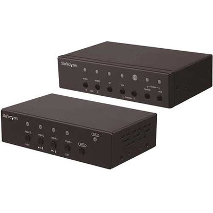 StarTech.com Multi-Input HDBaseT Extender Kit with Built-In Switch and Video Scaler - DisplayPort HDMI and VGA Over CAT6 or CAT5e ST121HDBTSC