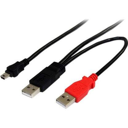 StarTech.com 1ft USB Y Cable for External Hard Drive USB2HABMY1