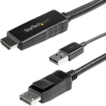 StarTech.com 2m (6ft) HDMI to DisplayPort Cable 4K 30Hz - Active HDMI 1.4 to DP 1.2 Adapter Cable with Audio - USB Powered Video Converter HD2DPMM2M