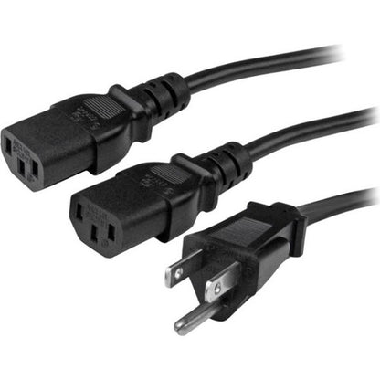 StarTech.com 10ft (3m) Computer Power Y Cord, NEMA 5-15P to C13, 10A 125V, 18AWG, Black Replacement PC Power Cord, TV/Monitor Power Cable PXT101Y10