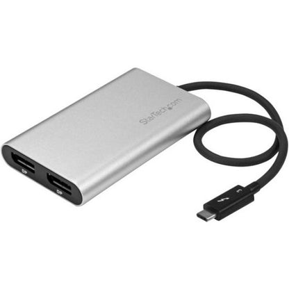 StarTech.com Thunderbolt 3 to Dual DisplayPort Adapter - 4K 60Hz Dual Monitor TB3 DisplayPort 1.2 Video Adapter - Thunderbolt 3 Certified TB32DP2T