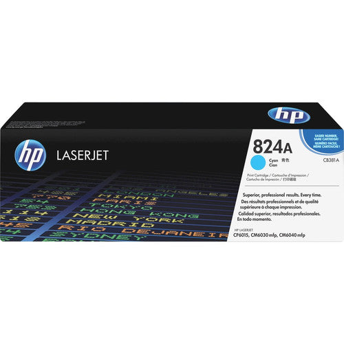 HP 824A (CB381A) Original Laser Toner Cartridge - Single Pack - Cyan - 1 Each CB381A