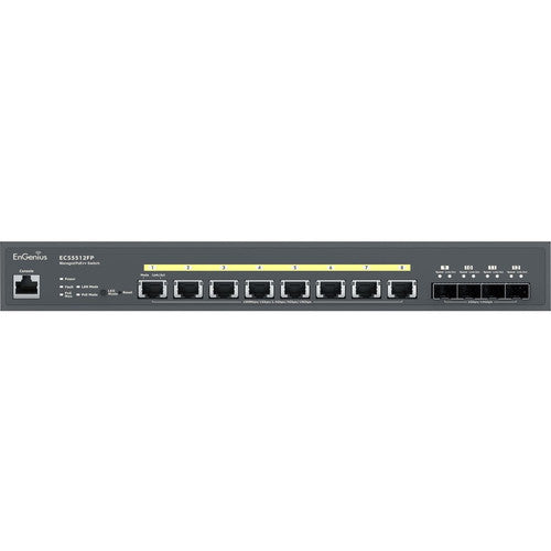 EnGenius Cloud Managed 8-Port 10 Gigabit PoE++ Switch with 4 SFP+ Ports ECS5512FP