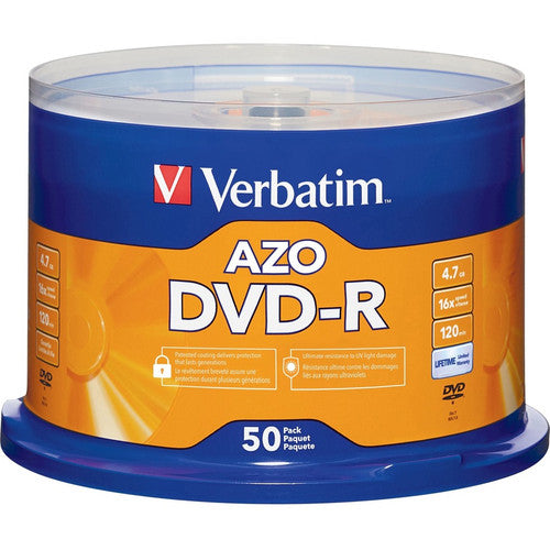 Verbatim AZO DVD-R 4.7GB 16X with Branded Surface - 50pk Spindle 95101