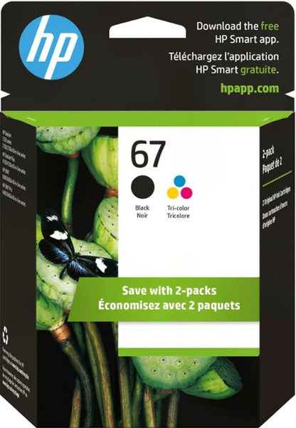 HP 67 Original Inkjet Ink Cartridge - Black, Tri-color Pack 3YP29AN#140