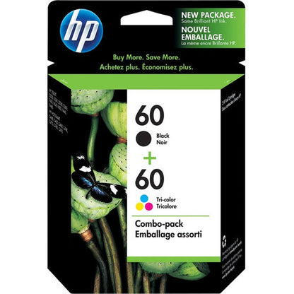 HP 60 Original Inkjet Ink Cartridge - Black, Tri-color - 2 / Pack N9H63FN#140