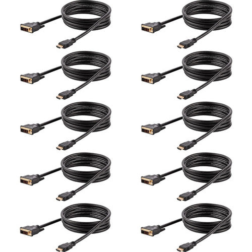 StarTech.com 6ft (1.8m) HDMI to DVI Cable, DVI-D to HDMI Display Cable (1920x1200p), 10 Pack, Black, HDMI to DVI-D Adapter Cord M/M HDMIDVIMM610PK