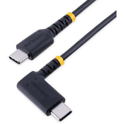 StarTech.com 1ft (30cm) USB C Charging Cable Right Angle, 60W PD 3A, Heavy Duty Fast Charge USB-C Cable, Durable Rugged Aramid Fiber R2CCR-30C-USB-CABLE