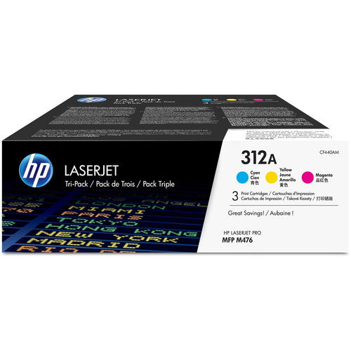 HP 312A (CF440AM) Original Standard Yield Laser Toner Cartridge - Tri-pack - Cyan, Magenta, Yellow - 3 / Carton CF440AM