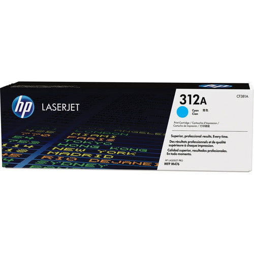 HP 312A (CF381A) Original Laser Toner Cartridge - Single Pack - Cyan - 1 Each CF381A