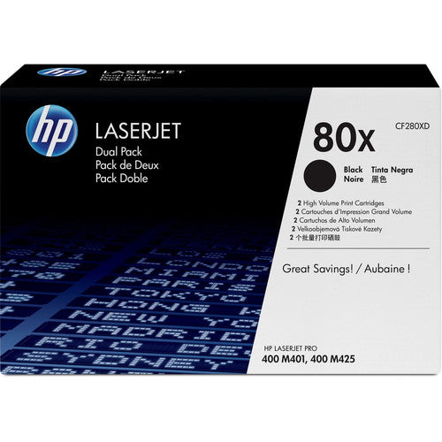 HP 80X (CF280XD) Original Toner Cartridge Dual Pack - Black - Dual Pack CF280XD