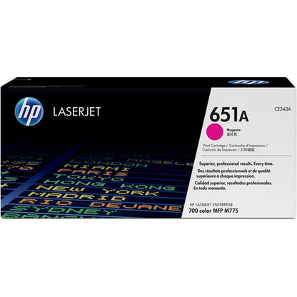 HP 651A (CE343A) Original Laser Toner Cartridge - Single Pack - Magenta - 1 Each CE343A