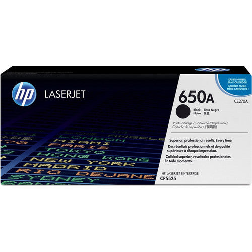 HP 650A (CE270A) Original Laser Toner Cartridge - Single Pack - Black - 1 Each CE270A