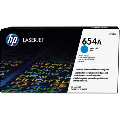 HP 654A (CF331A) Original Laser Toner Cartridge - Single Pack - Cyan - 1 Each CF331A