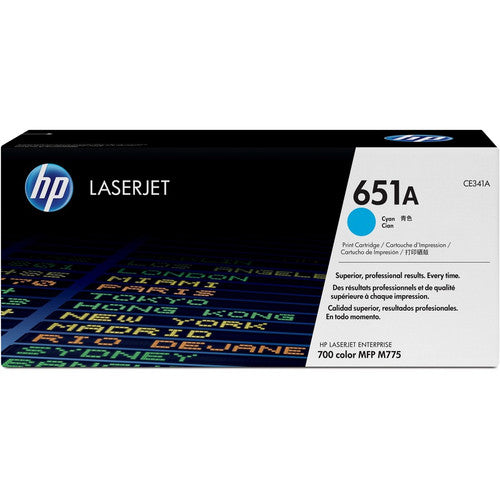 HP 651A (CE341A) Original Laser Toner Cartridge - Single Pack - Cyan - 1 Each CE341A