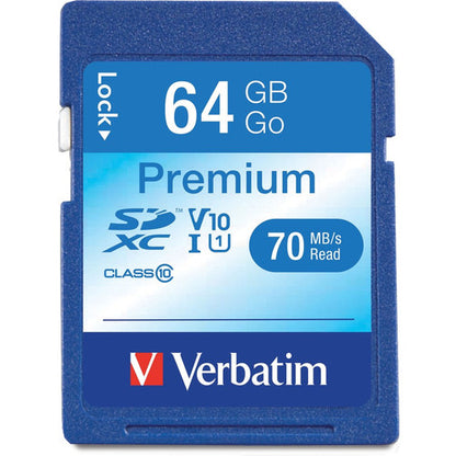 Verbatim 64GB Premium SDXC Memory Card, UHS-I V10 U1 Class 10 44024