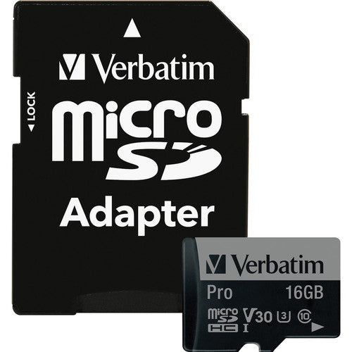 Verbatim 16GB Pro 600X microSDHC Memory Card with Adapter, UHS-I V30 U3 Class 10 47040