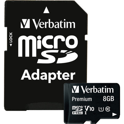 Verbatim 8GB Premium microSDHC Memory Card with Adapter, UHS-I V10 U1 Class 10 44081