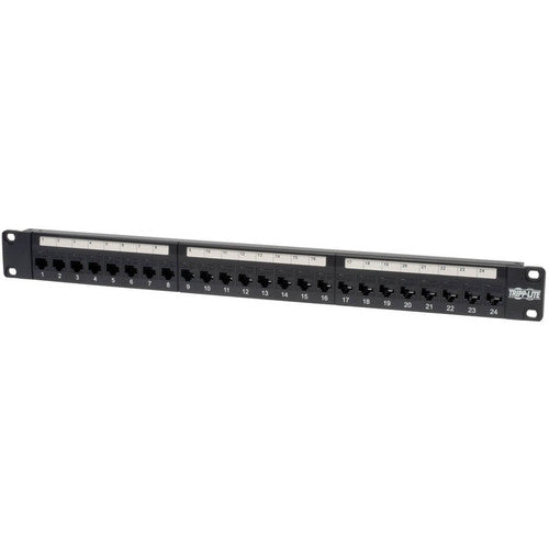 Tripp Lite 24-Port Cat5e Cat5 Feedthrough Patch Panel Rackmount 1URM RJ45 Ethernet TAA N054-024