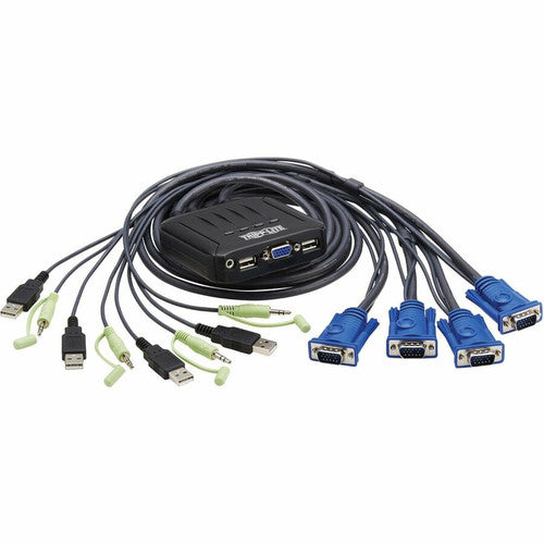 Tripp Lite by Eaton 4-Port VGA KVM Switch with Built-In VGA, USB and 3.5 mm Audio Cables B032-VUA4