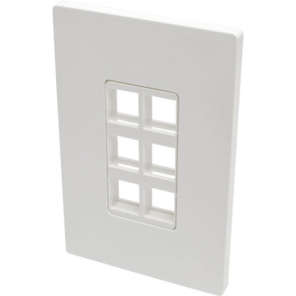 Tripp Lite by Eaton 6-Port Single-Gang Universal Keystone Wallplate, White N080-106