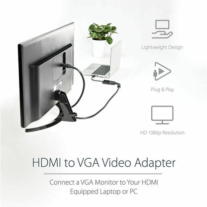 StarTech.com HDMI to VGA Adapter - 1080p - 1920 x 1080 - Black - HDMI Converter - VGA to HDMI Monitor Adapter HD2VGAE2