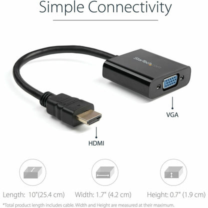 StarTech.com HDMI to VGA Adapter - 1080p - 1920 x 1080 - Black - HDMI Converter - VGA to HDMI Monitor Adapter HD2VGAE2