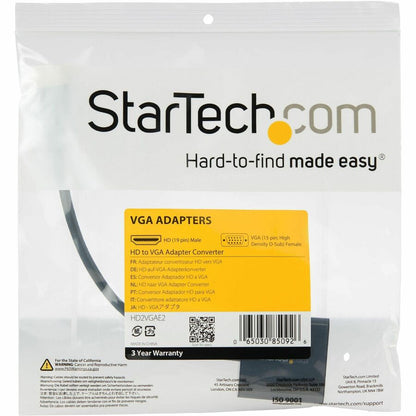 StarTech.com HDMI to VGA Adapter - 1080p - 1920 x 1080 - Black - HDMI Converter - VGA to HDMI Monitor Adapter HD2VGAE2