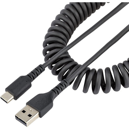 StarTech.com 3ft (1m) USB A to C Charging Cable, Coiled Heavy Duty USB 2.0 A to Type-C, Durable Fast Charge & Sync USB-C Cable, Black, M/M R2ACC-1M-USB-CABLE