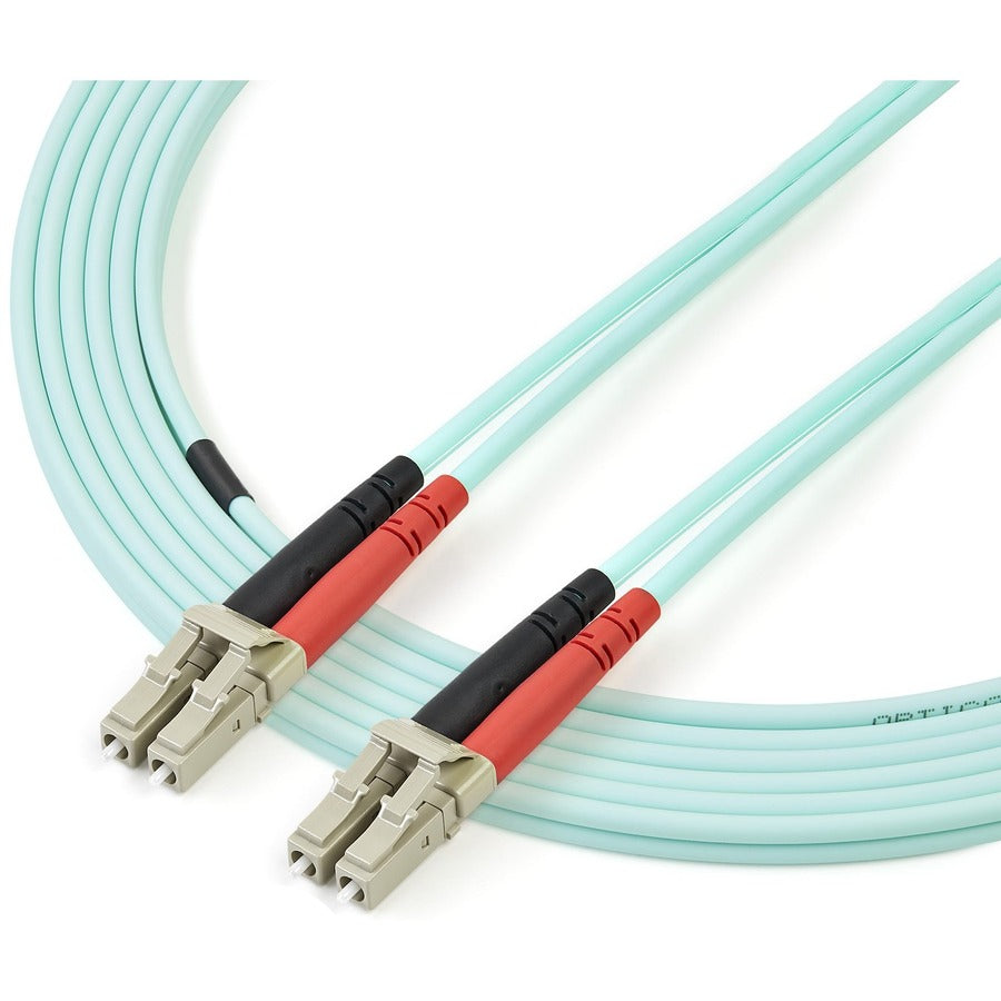 StarTech.com 5m (16.4ft) LC/UPC to LC/UPC OM3 Multimode Fiber Optic Cable, Full Duplex 50/125 Zipcord, 100G, LSZH Fiber Jumper Cord A50FBLCLC5