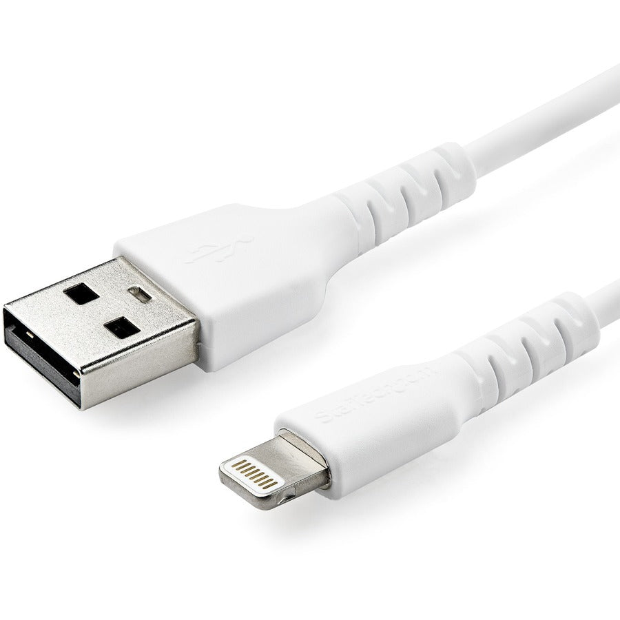 StarTech.com 3 foot/1m Durable White USB-A to Lightning Cable, Rugged Heavy Duty Charging/Sync Cable for Apple iPhone/iPad MFi Certified RUSBLTMM1M