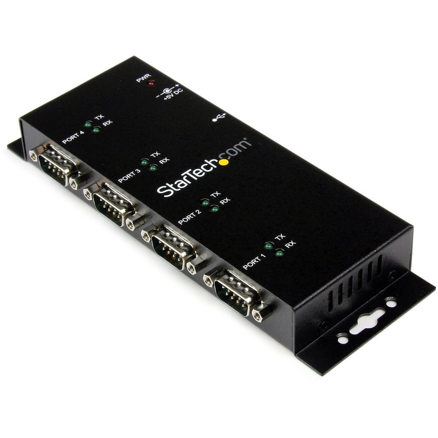 StarTech.com USB to Serial Adapter Hub - 4 Port - Industrial - Wall Mount - Din Rail - COM Port Retention - FTDI USB Serial ICUSB2324I