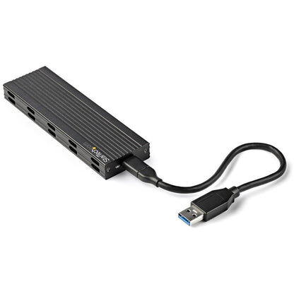 StarTech.com USB-C 10Gbps to M.2 NVMe or M.2 SATA SSD Enclosure, Portable M.2 PCIe/SATA SSD Aluminum Enclosure, USB-C & USB-A Host Cables SM2E1BMU31C