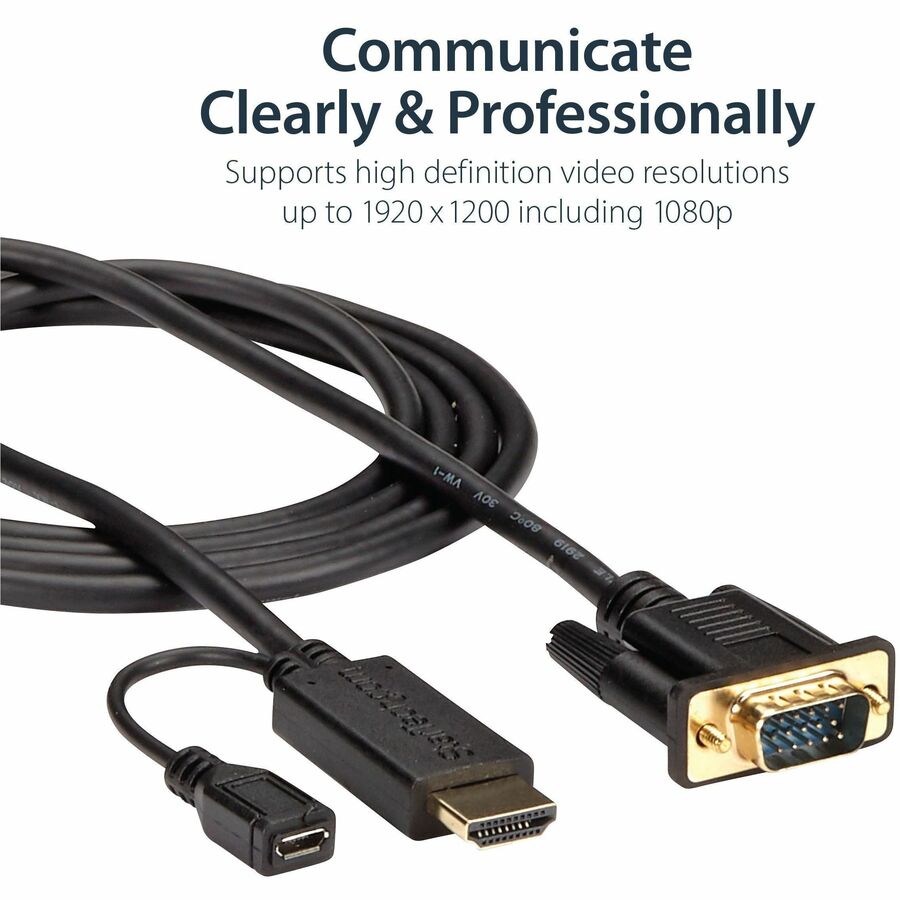 StarTech.com HDMI to VGA Cable - 6 ft / 2m - 1080p - 1920 x 1200 - Active HDMI Cable - Monitor Cable - Computer Cable HD2VGAMM6