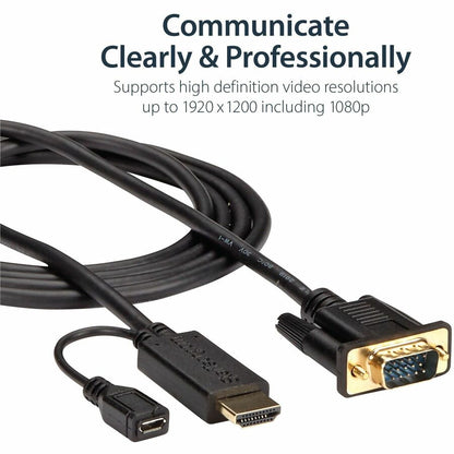 StarTech.com HDMI to VGA Cable - 6 ft / 2m - 1080p - 1920 x 1200 - Active HDMI Cable - Monitor Cable - Computer Cable HD2VGAMM6