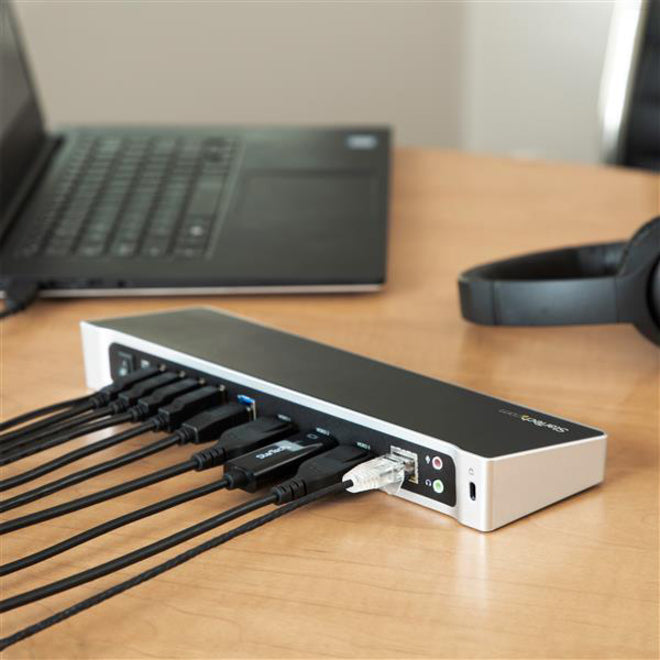 StarTech.com Triple Monitor USB 3.0 Docking Station for Laptops - Mac & Windows - USB Fast Charge Port - Up to 4K - USB3DOCKH2DP USB3DOCKH2DP