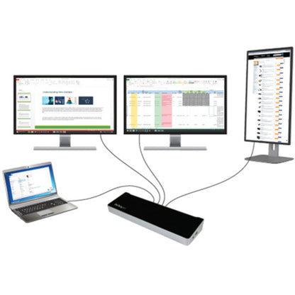 StarTech.com Triple Monitor USB 3.0 Docking Station for Laptops - Mac & Windows - USB Fast Charge Port - Up to 4K - USB3DOCKH2DP USB3DOCKH2DP