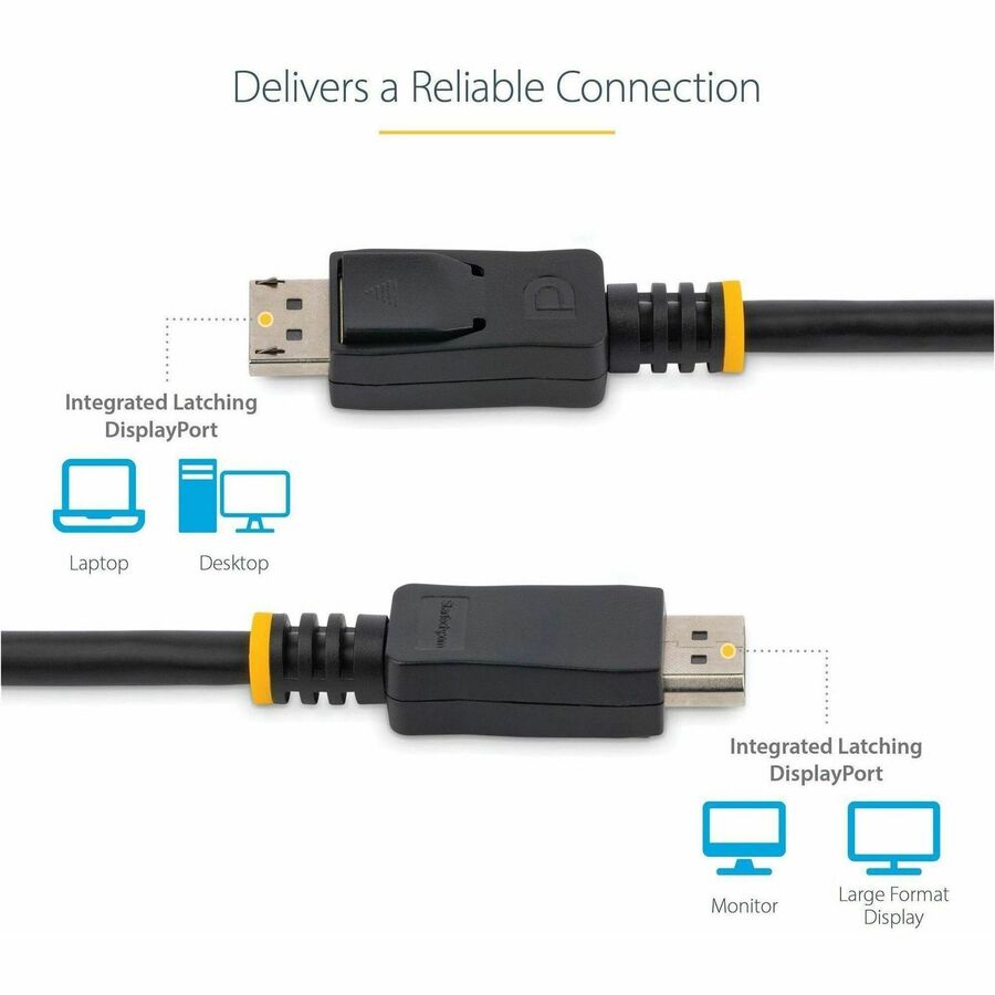 StarTech.com 10ft (3m) DisplayPort 1.2 Cable, 4K x 2K UHD VESA Certified DisplayPort Cable, DP Cable/Cord for Monitor, w/ Latches DISPLPORT10L