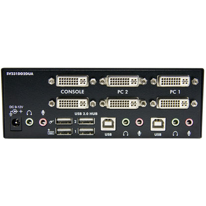 StarTech.com 2 Port Dual DVI USB KVM Switch w/ Audio & USB Hub SV231DD2DUA