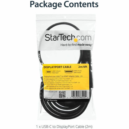 StarTech.com USB C to HDMI Cable - 6 ft / 2m - USB-C to HDMI 4K 60Hz - USB Type C to HDMI - Computer Monitor Cable CDP2HDMM2MB