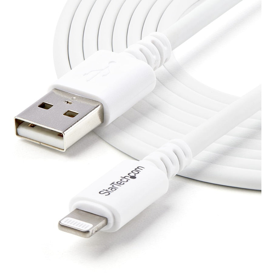 StarTech.com 3m (10ft) Long White Apple�&reg; 8-pin Lightning Connector to USB Cable for iPhone / iPod / iPad USBLT3MW