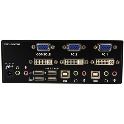 StarTech.com 2 Port DVI VGA Dual Monitor KVM Switch USB with Audio & USB 2.0 Hub SV231DDVDUA