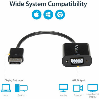 StarTech.com DisplayPort to VGA Adapter, Active DP to VGA Converter, 1080p Video, DP to VGA Adapter Dongle (Digital to Analog), DP 1.2 DP2VGA3