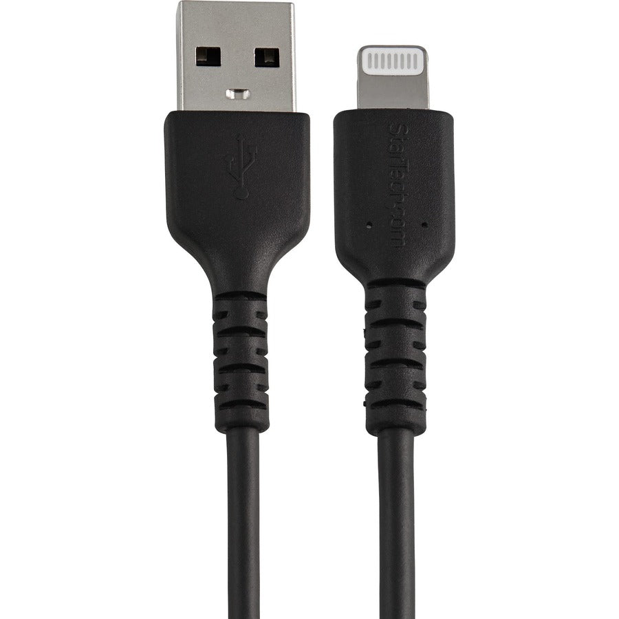 StarTech.com 6 inch/15cm Durable Black USB-A to Lightning Cable, Rugged Heavy Duty Charging/Sync Cable for Apple iPhone/iPad MFi Certified RUSBLTMM15CMB