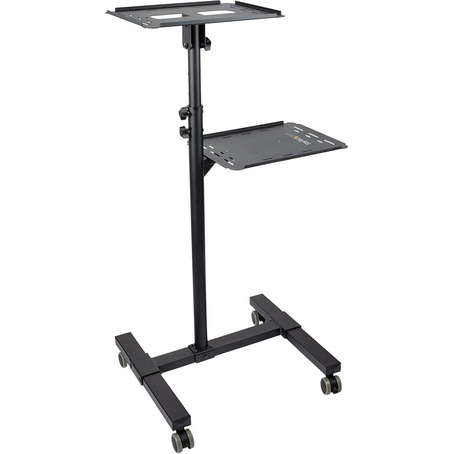 StarTech.com Mobile Projector and Laptop Stand/Cart, Heavy Duty Portable Projector Stand/Presentation Cart (22lb/shelf), Height Adjustable ADJPROJCART