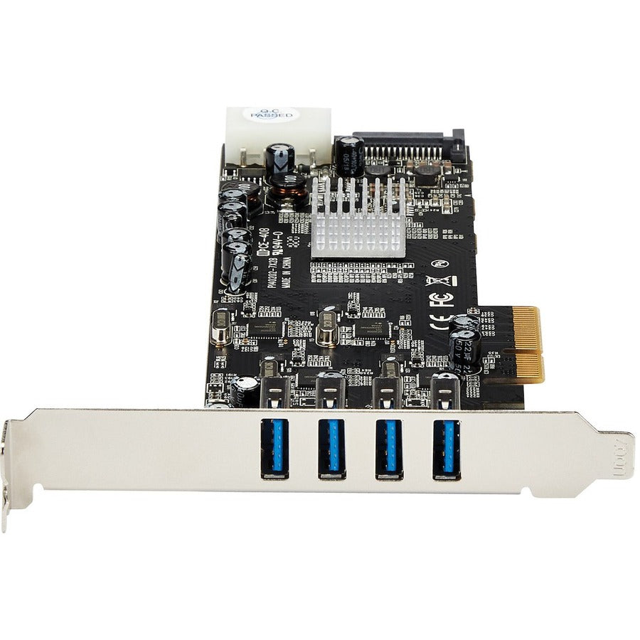 StarTech.com 4 Port PCI Express (PCIe) SuperSpeed USB 3.0 Card Adapter w/ 4 Dedicated 5Gbps Channels - UASP - SATA/LP4 Power PEXUSB3S44V